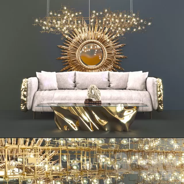 3DSKYFREE – CLASSIC - LIVINGROOM - SOFA - LONG 3DS MAX MODELS