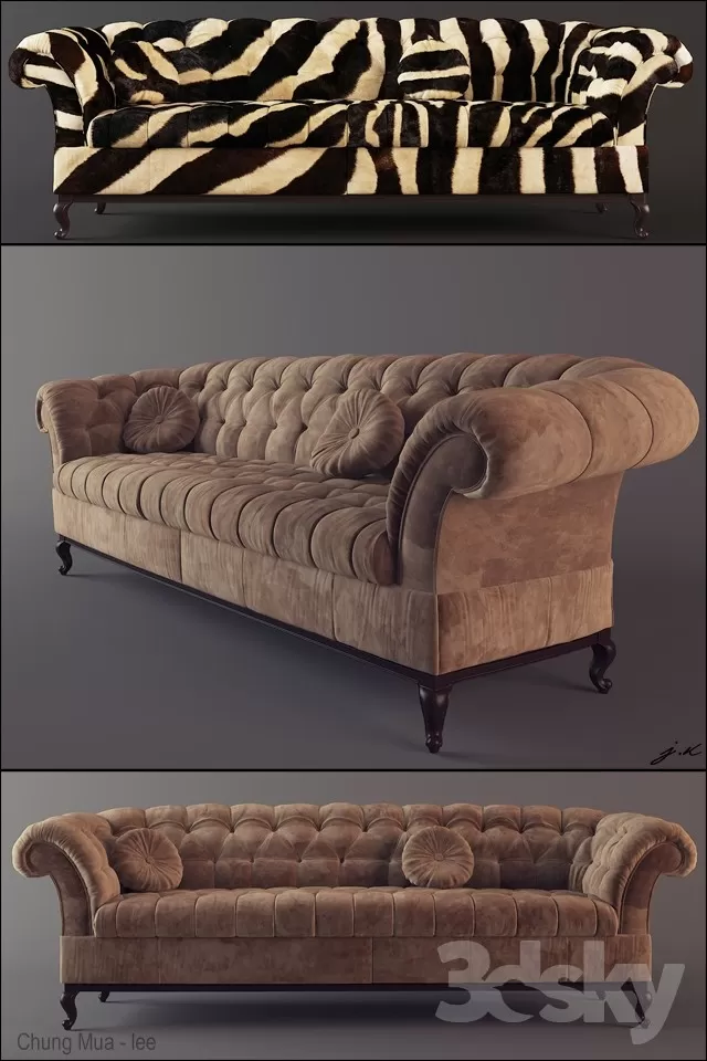 3DSKYFREE – CLASSIC - LIVINGROOM - SOFA - LONG 3DS MAX MODELS