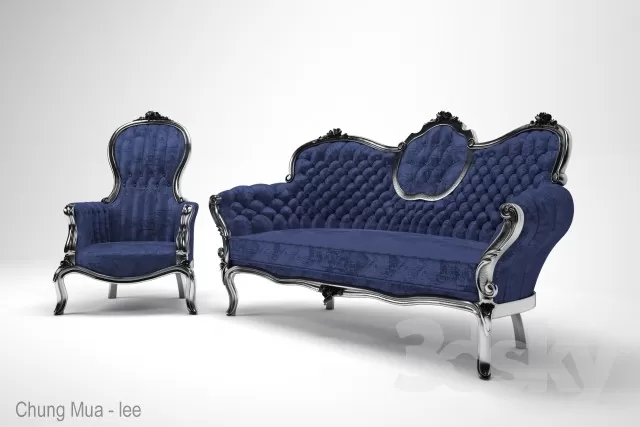 3DSKYFREE – CLASSIC - LIVINGROOM - SOFA - LONG 3DS MAX MODELS