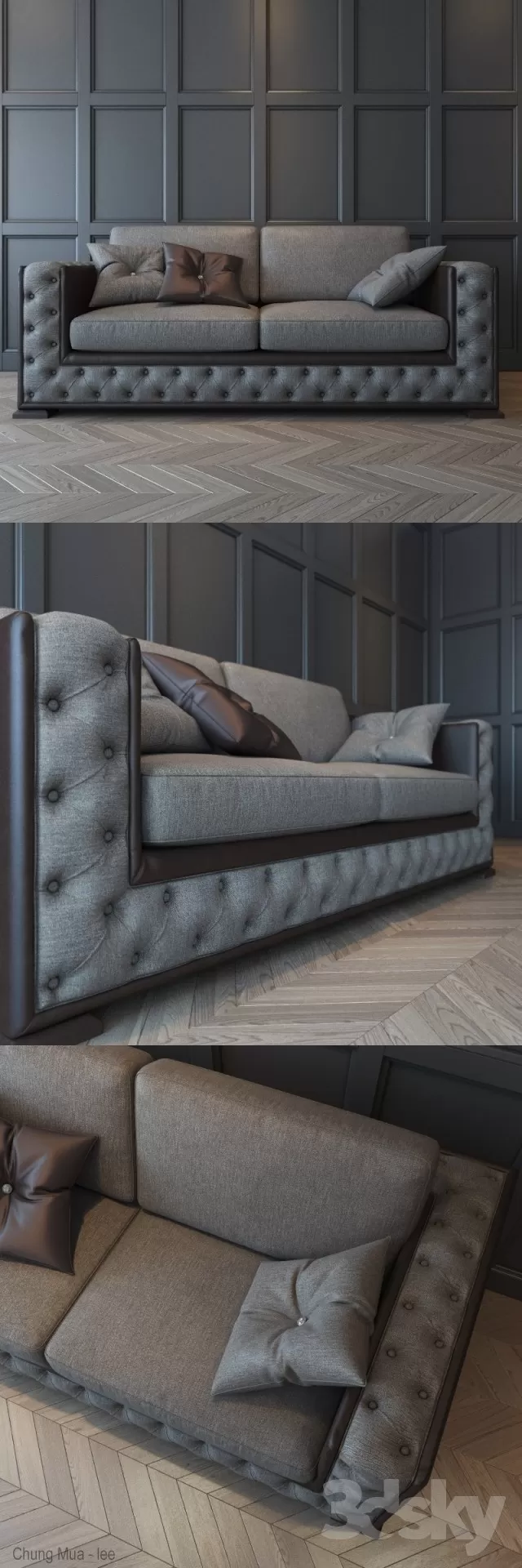 3DSKYFREE – CLASSIC - LIVINGROOM - SOFA - LONG 3DS MAX MODELS