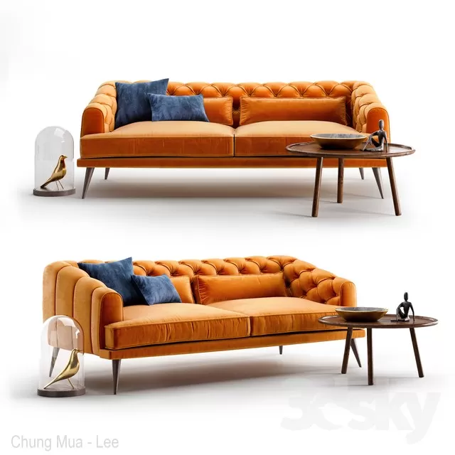 3DSKYFREE – CLASSIC - LIVINGROOM - SOFA - LONG 3DS MAX MODELS