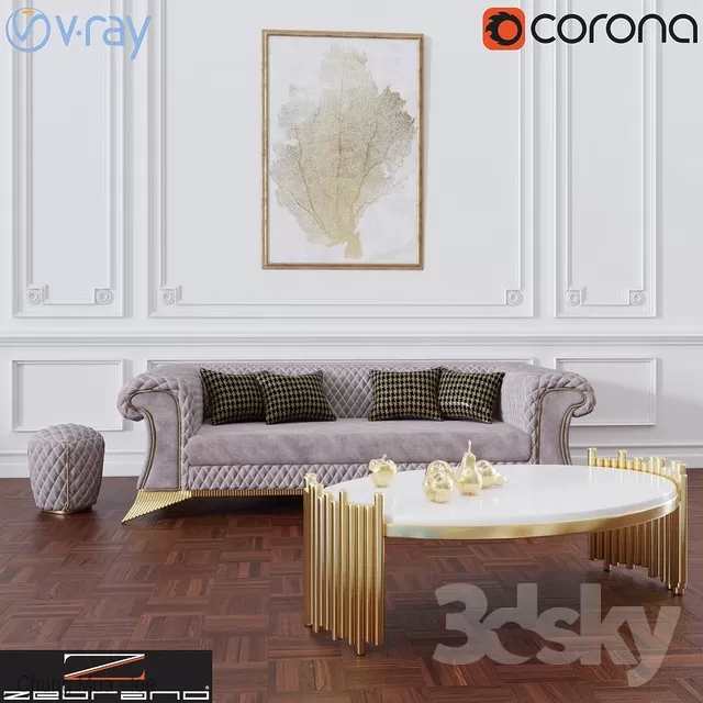 CLASSIC - LIVINGROOM - SOFA - LONG 3D MODELS