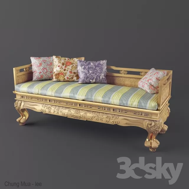 3DSKYFREE – CLASSIC - LIVINGROOM - SOFA - LONG 3DS MAX MODELS