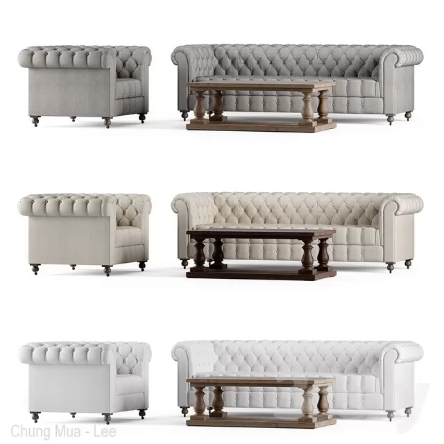 3DSKYFREE – CLASSIC - LIVINGROOM - SOFA - LONG 3DS MAX MODELS