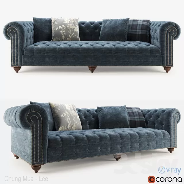 3DSKYFREE – CLASSIC - LIVINGROOM - SOFA - LONG 3DS MAX MODELS