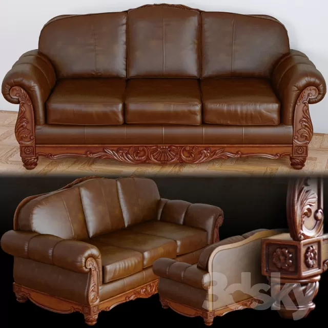 CLASSIC - LIVINGROOM - SOFA - LONG 3D MODELS
