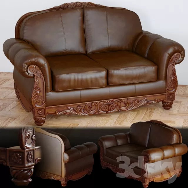 3DSKYFREE – CLASSIC - LIVINGROOM - SOFA - LONG 3DS MAX MODELS
