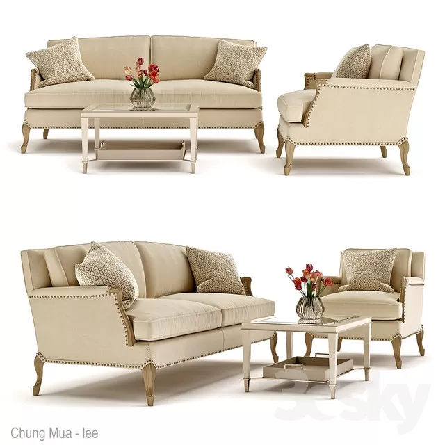 3DSKYFREE – CLASSIC - LIVINGROOM - SOFA - LONG 3DS MAX MODELS