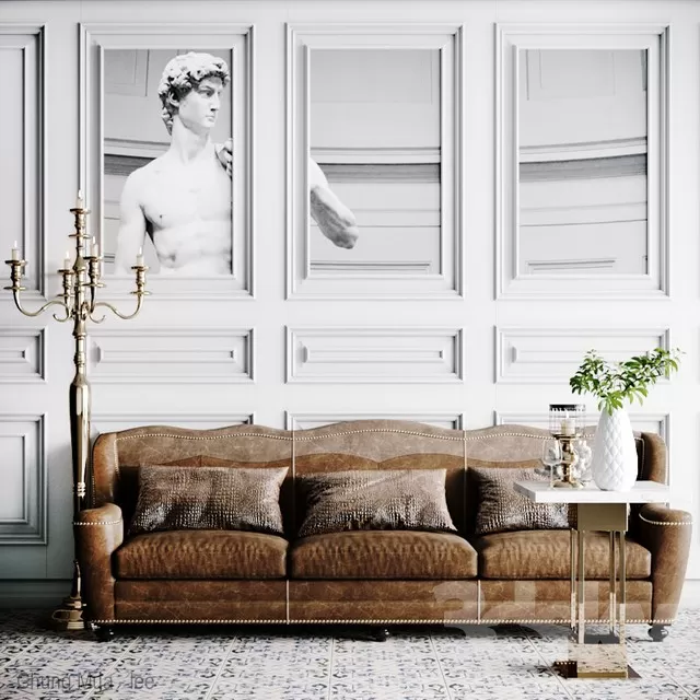 3DSKYFREE – CLASSIC - LIVINGROOM - SOFA - LONG 3DS MAX MODELS