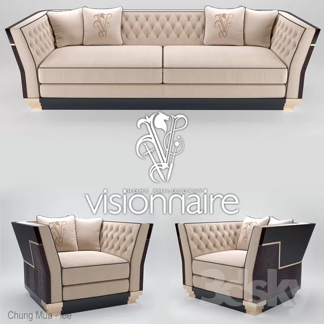 3DSKYFREE – CLASSIC - LIVINGROOM - SOFA - LONG 3DS MAX MODELS