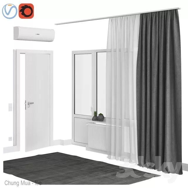 3DSKYFREE – CURTAIN 3DS MAX MODELS