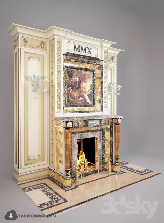 3DSKYFREE – DECOR - FIREPLACE 3DS MAX MODELS