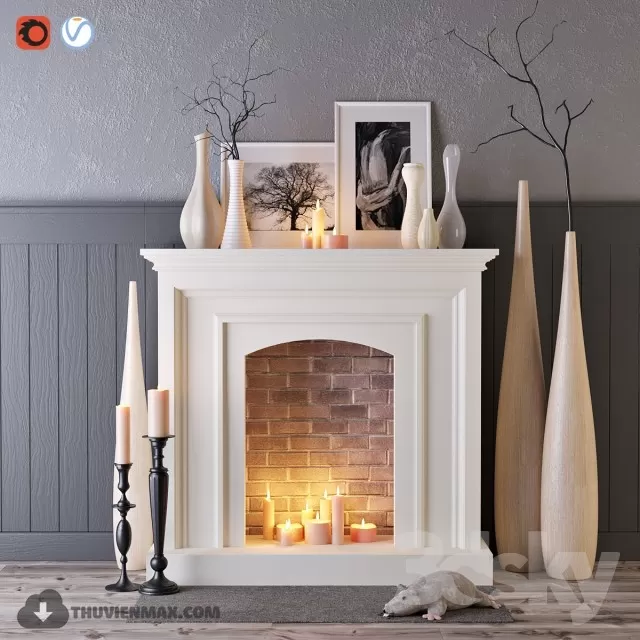 3DSKYFREE – DECOR - FIREPLACE 3DS MAX MODELS