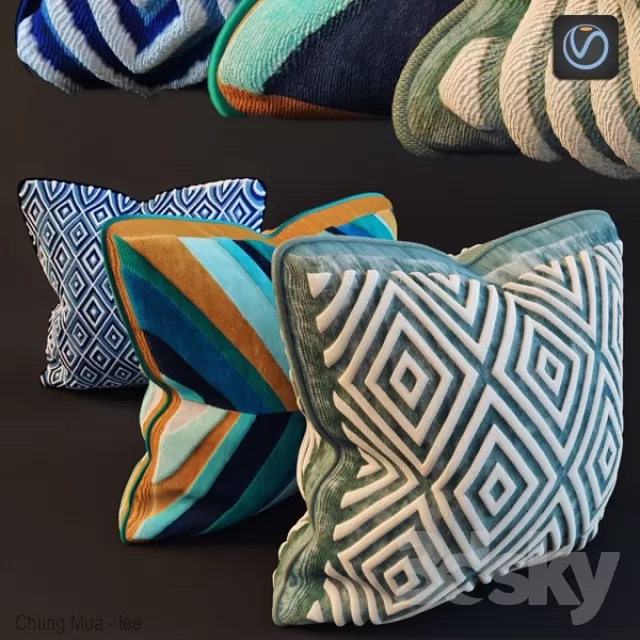 3DSKYFREE – DECOR - PILLOW 3DS MAX MODELS