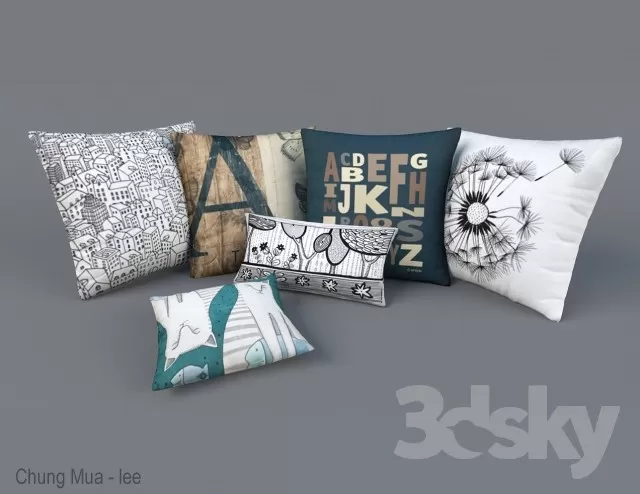 3DSKYFREE – DECOR - PILLOW 3DS MAX MODELS
