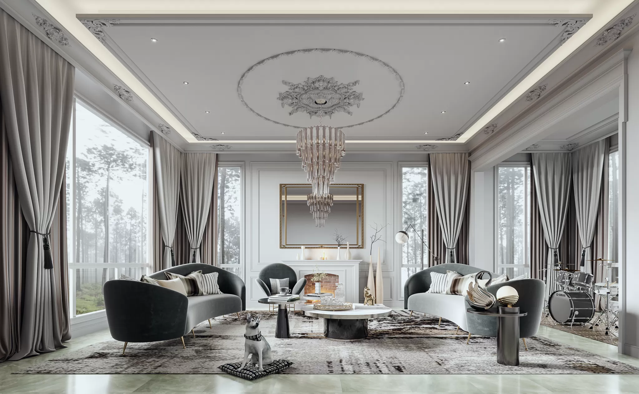 FULL SCENE 3DS MAX – CORONA RENDER – LIVING ROOM – 098