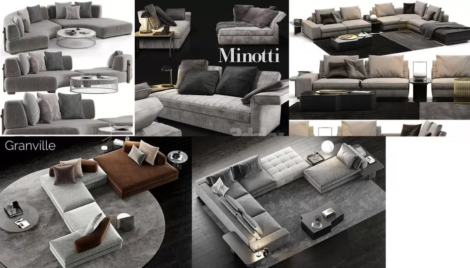 3ds Max Files – Model – 18 – Sofa Model – 1 – Sofa Model by Minotti