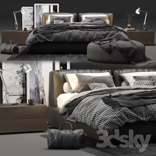 3DSKYFREE – FURNITURE - BED 3DS MAX MODELS