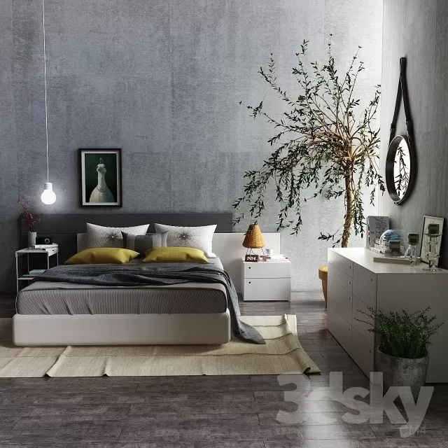 3DSKYFREE – FURNITURE - BED 3DS MAX MODELS