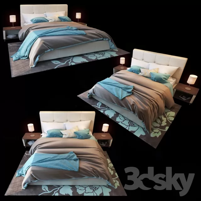 3DSKYFREE – FURNITURE - BED 3DS MAX MODELS