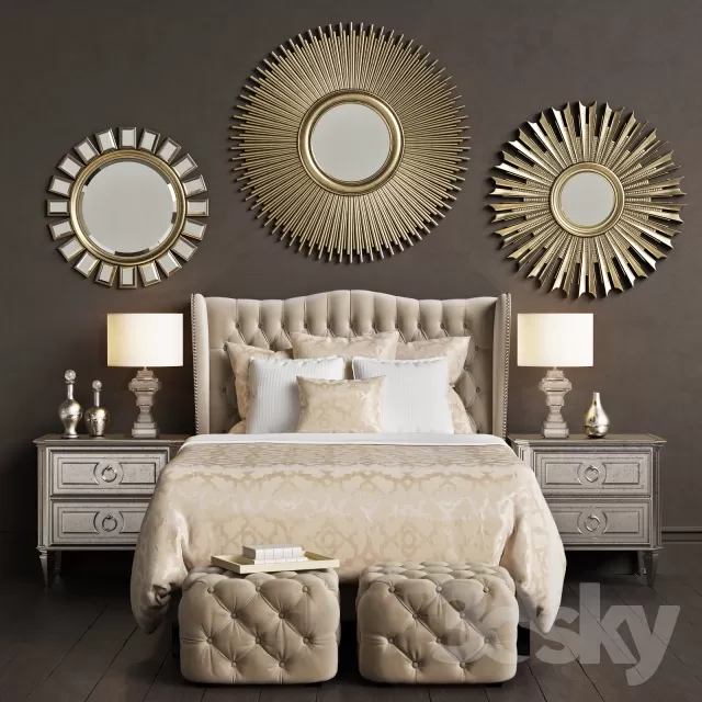 3DSKYFREE – FURNITURE - BED 3DS MAX MODELS