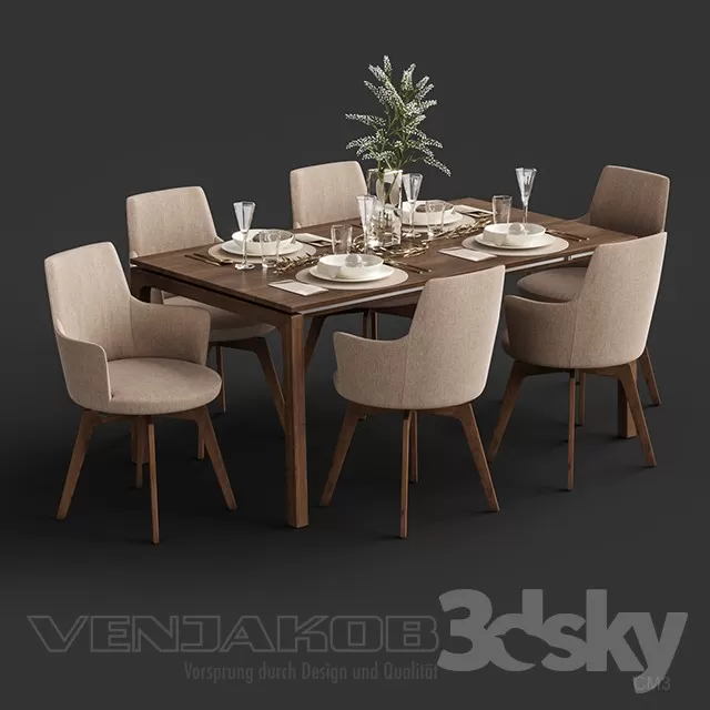 3DSKYFREE – FURNITURE - TABLE AND CHAIR SETS 3DS MAX MODELS