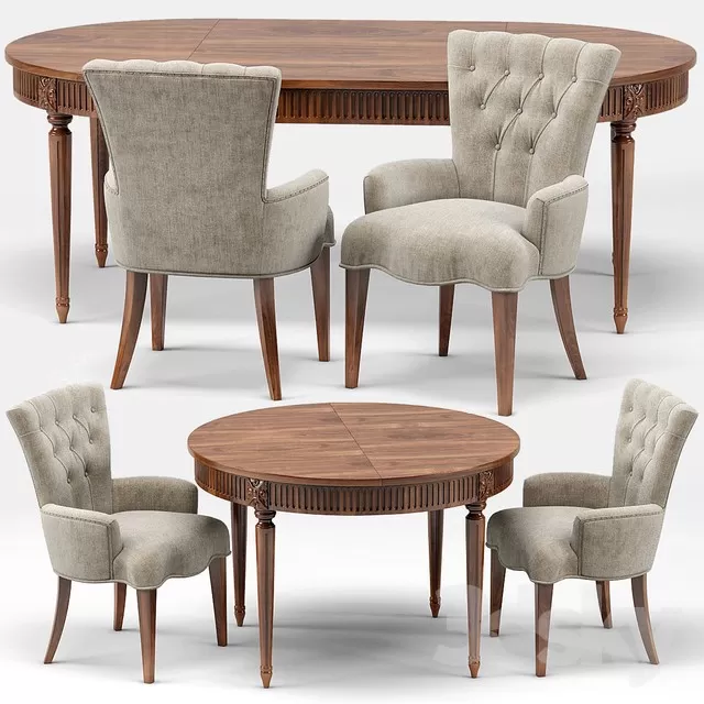 3DSKYFREE – FURNITURE - TABLE AND CHAIR SETS 3DS MAX MODELS