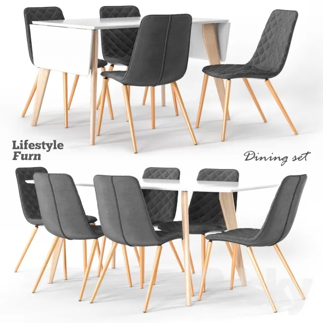 FURNITURE – TABLE AND CHAIRS 3D MODELS – 136