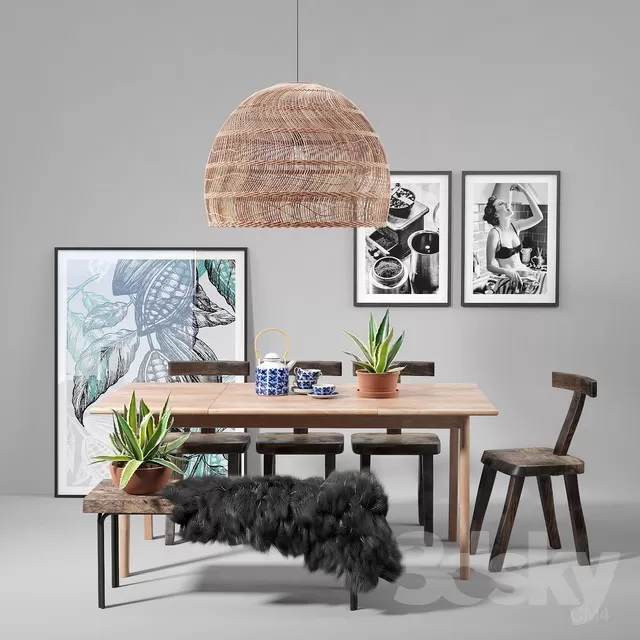 3DSKYFREE – FURNITURE - TABLE AND CHAIR SETS 3DS MAX MODELS