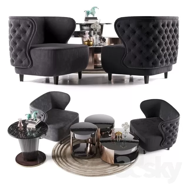 3DSKYFREE – FURNITURE - TABLE AND CHAIR SETS 3DS MAX MODELS