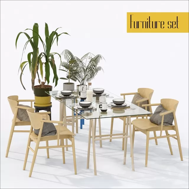 FURNITURE – TABLE AND CHAIRS 3D MODELS – 194