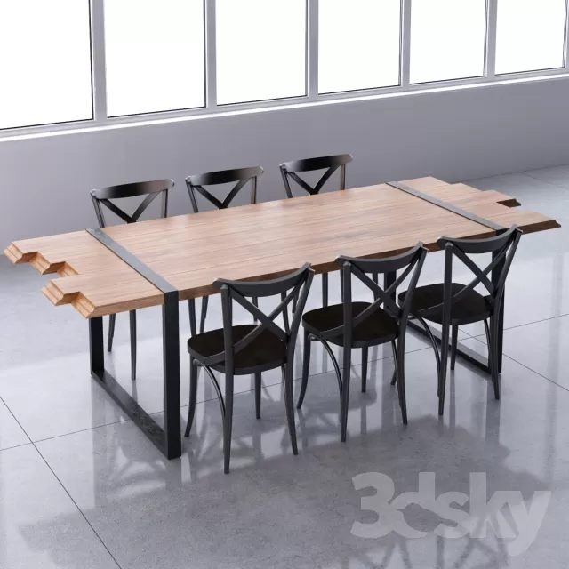3DSKYFREE – FURNITURE - TABLE AND CHAIR SETS 3DS MAX MODELS