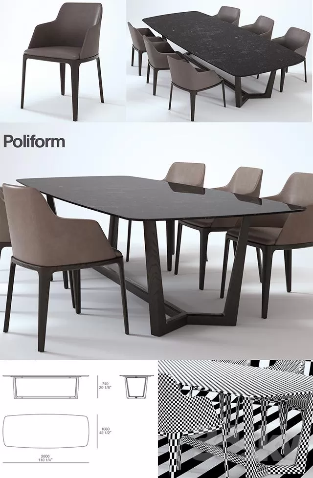 3DSKYFREE – FURNITURE - TABLE AND CHAIR SETS 3DS MAX MODELS