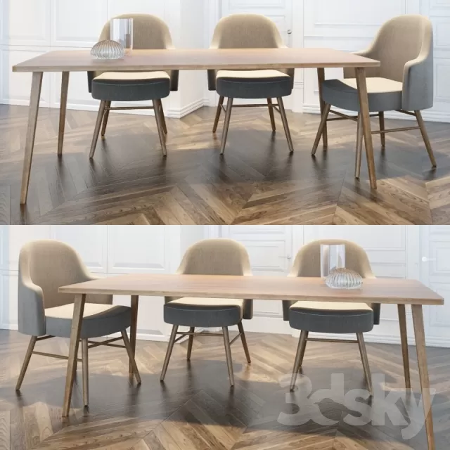 3DSKYFREE – FURNITURE - TABLE AND CHAIR SETS 3DS MAX MODELS