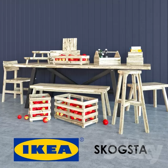 3DSKYFREE – FURNITURE - TABLE AND CHAIR SETS 3DS MAX MODELS