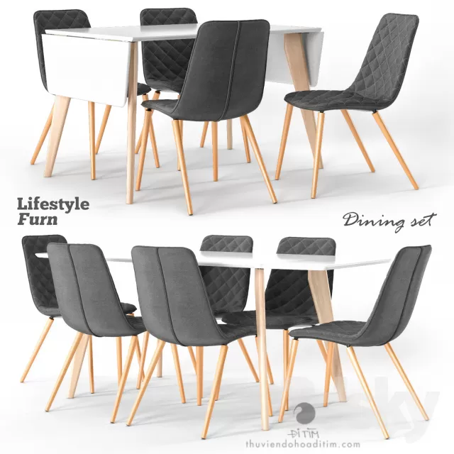 3DSKYFREE – FURNITURE - TABLE AND CHAIR SETS 3DS MAX MODELS