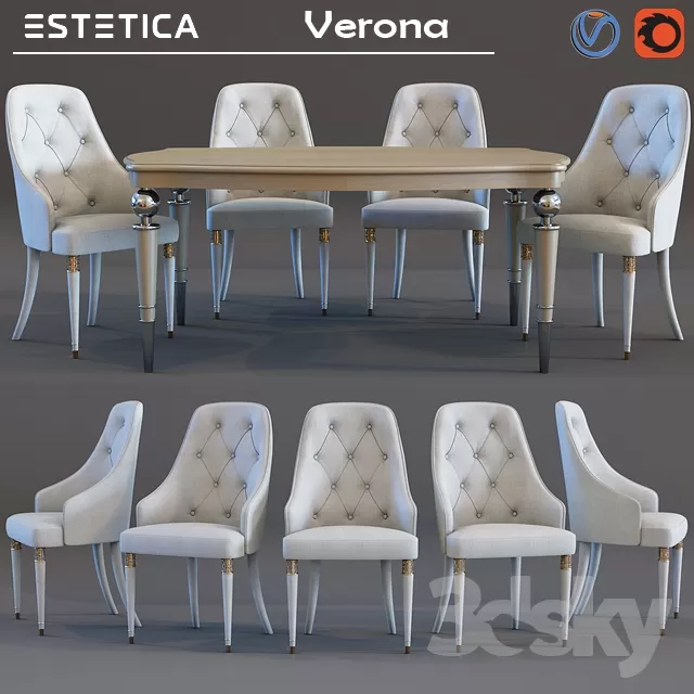 3DSKYFREE – FURNITURE - TABLE AND CHAIR SETS 3DS MAX MODELS