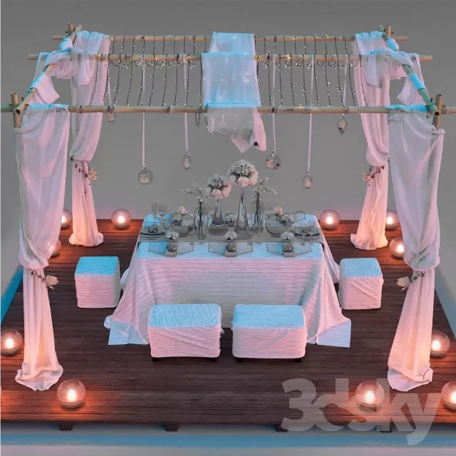 3DSKYFREE – FURNITURE - TABLE AND CHAIR SETS 3DS MAX MODELS