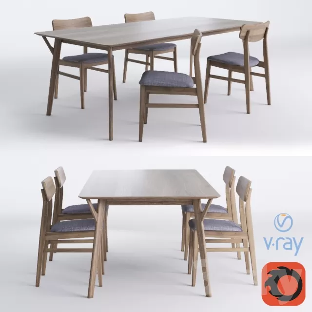 3DSKYFREE – FURNITURE - TABLE AND CHAIR SETS 3DS MAX MODELS