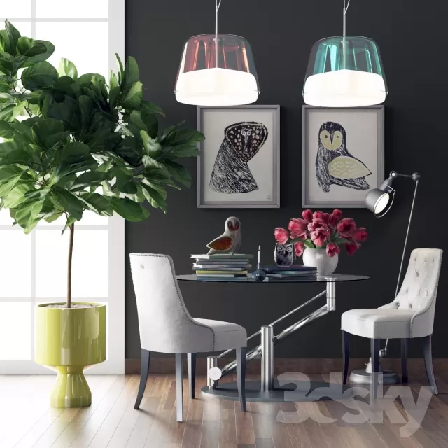FURNITURE - TABLE AND CHAIR SETS 3D MODELS