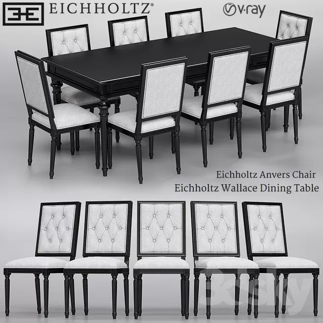 3DSKYFREE – FURNITURE - TABLE AND CHAIR SETS 3DS MAX MODELS