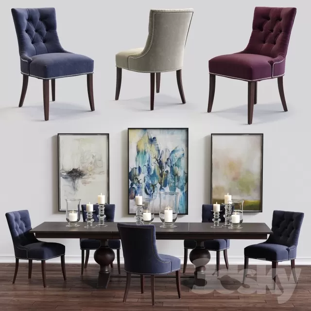 3DSKYFREE – FURNITURE - TABLE AND CHAIR SETS 3DS MAX MODELS