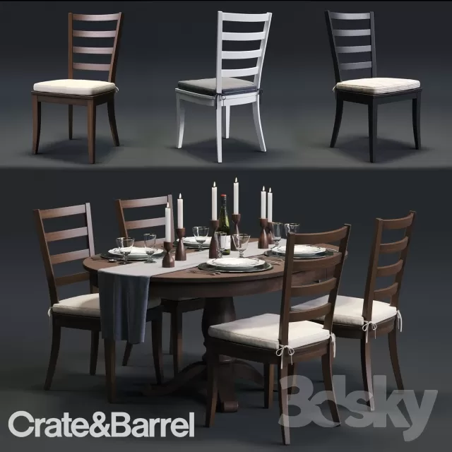 3DSKYFREE – FURNITURE - TABLE AND CHAIR SETS 3DS MAX MODELS