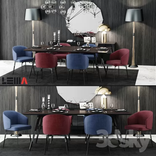 3DSKYFREE – FURNITURE - TABLE AND CHAIR SETS 3DS MAX MODELS