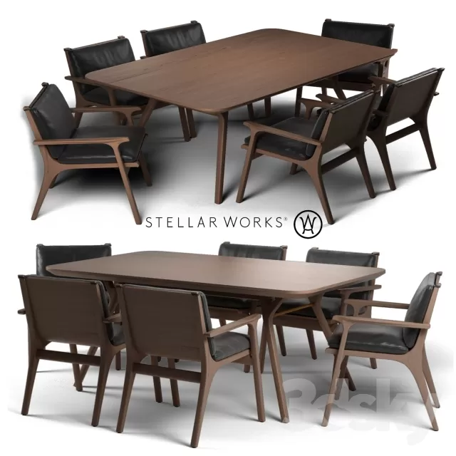 3DSKYFREE – FURNITURE - TABLE AND CHAIR SETS 3DS MAX MODELS