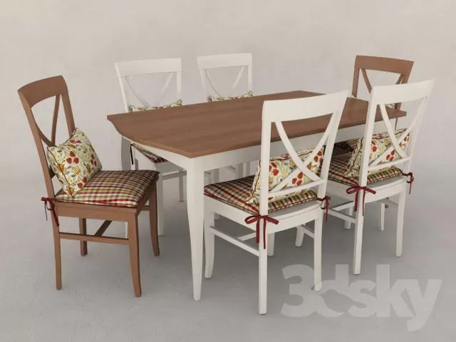 3DSKYFREE – FURNITURE - TABLE AND CHAIR SETS 3DS MAX MODELS