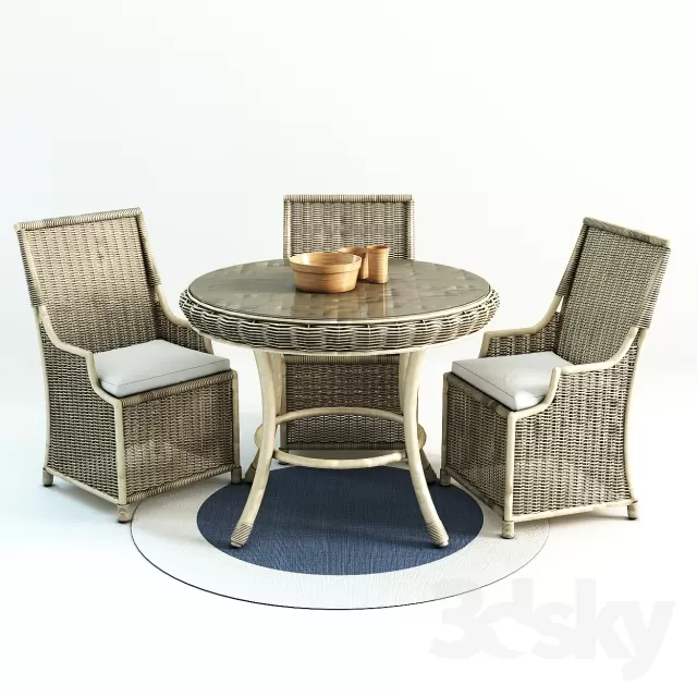 3DSKYFREE – FURNITURE - TABLE AND CHAIR SETS 3DS MAX MODELS
