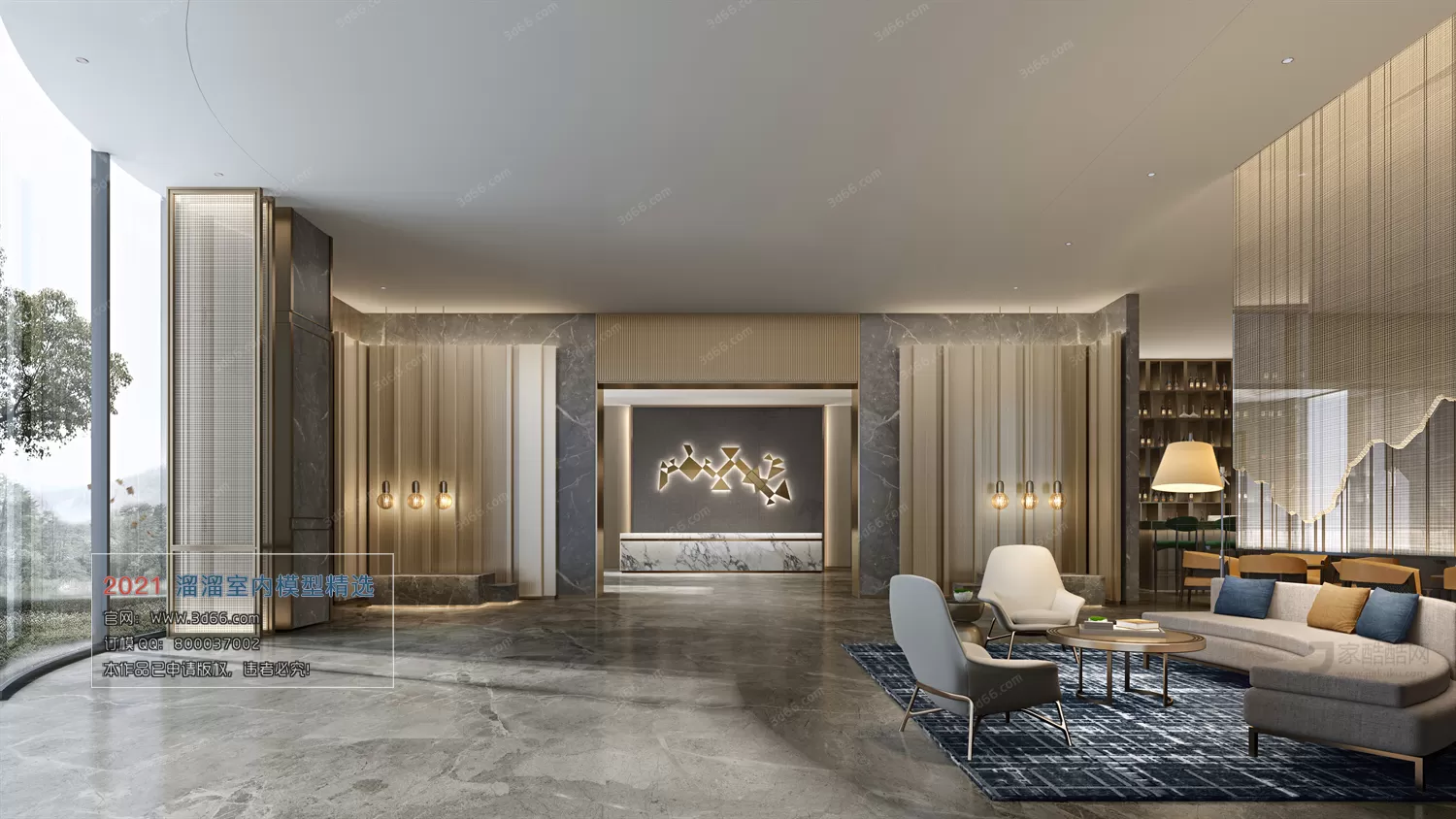 LOBBY, RECEPTION – A005-Modern style-Vray model