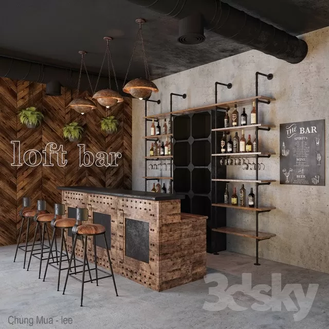 3DSKYFREE – INTERIOR - BAR 3DS MAX MODELS