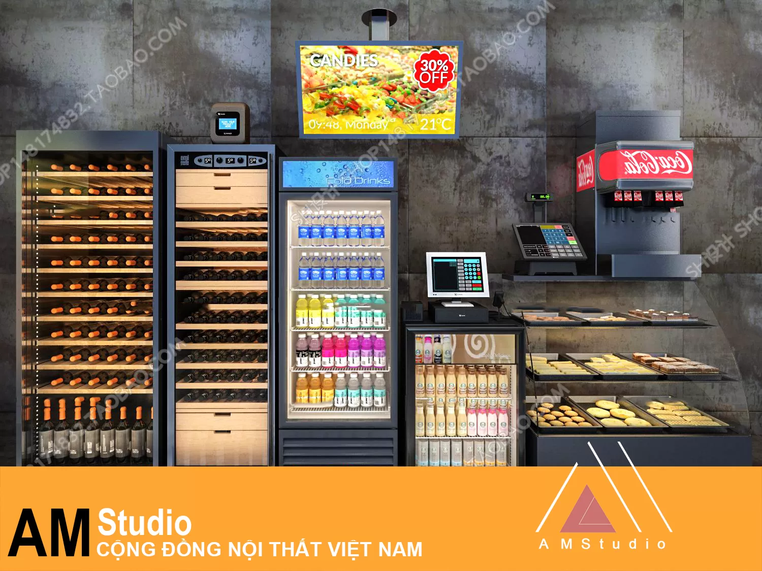 3DSKYFREE – INTERIOR - DRINK STORE 3DS MAX MODELS